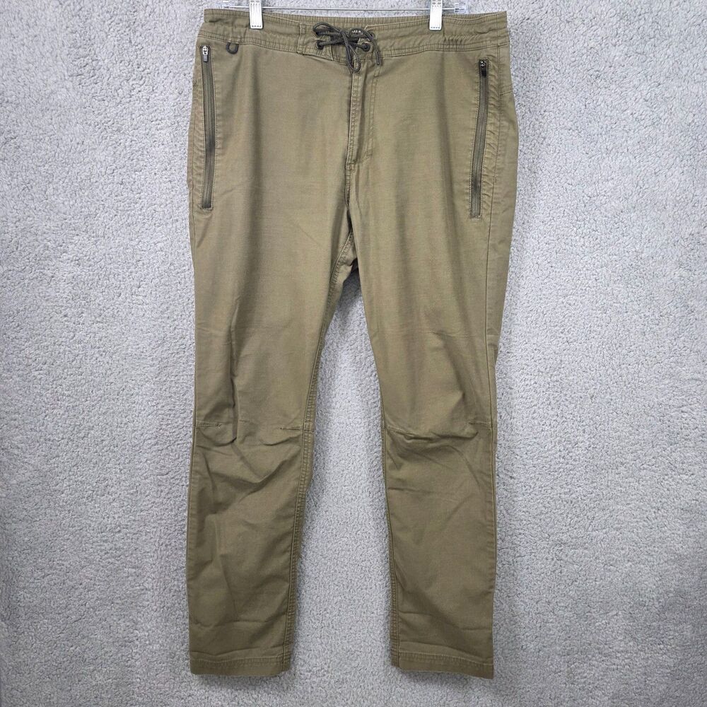 Roark Pants Men's Green Drawstring Zip Pockets Casual Chino Size 32x30 *FLAWS